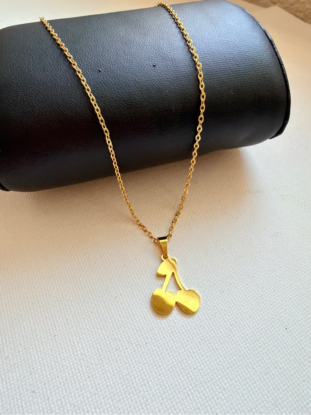 Gold Cherry Pendant Necklace by